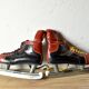 Pair of vintage Polar Match ice skates with carrying bag - 1970s