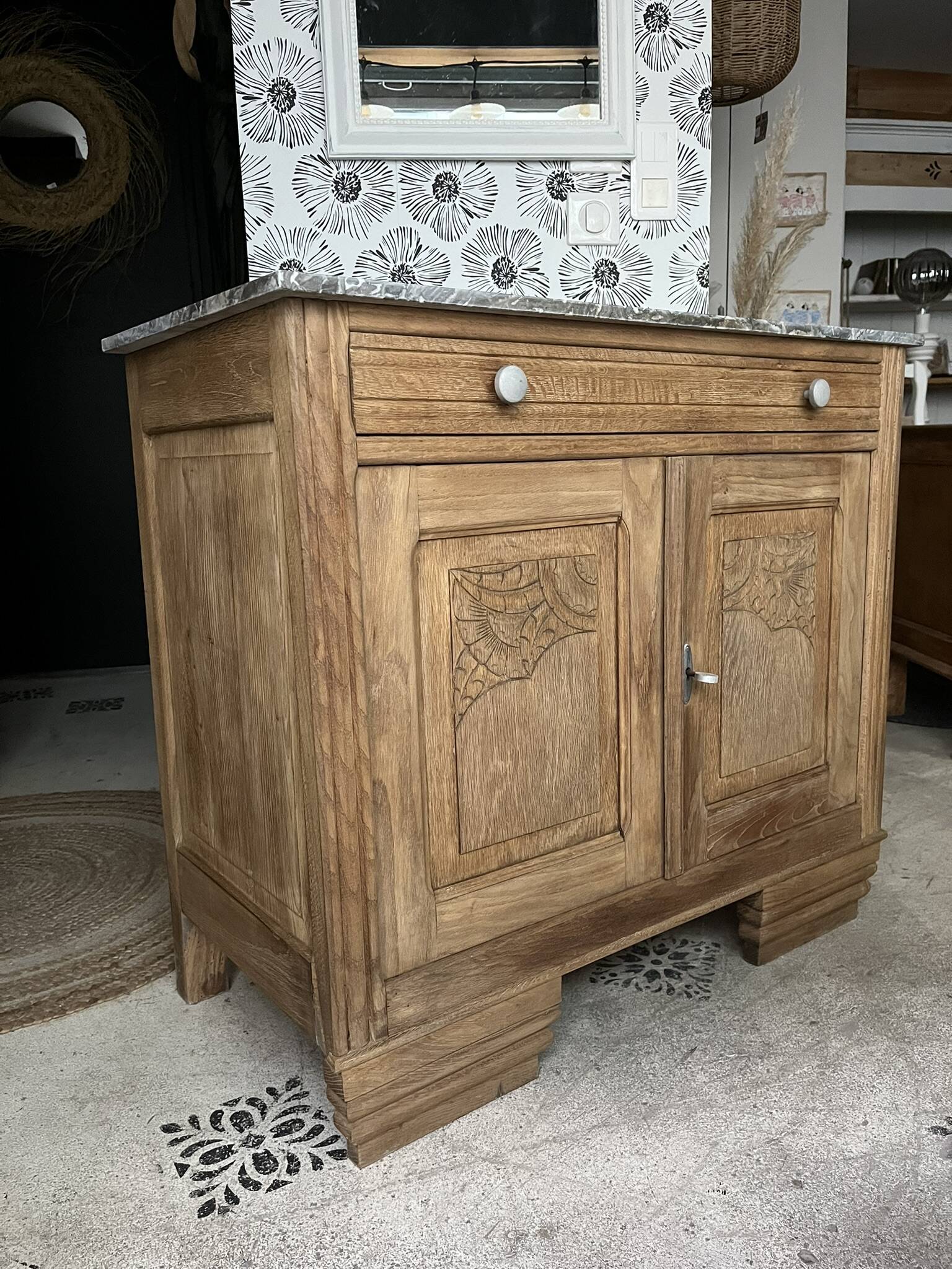 Buffet vintage Art Deco Isis with drawer and 2 doors.