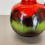 Set of Two Pottery Fat Lava Vases "Multi-Color" by Scheurich, Germany, 1970s