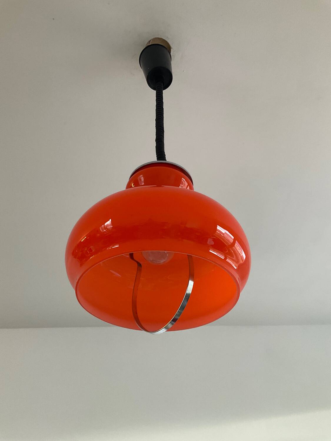 Opaline pendant light up and down from the 70s