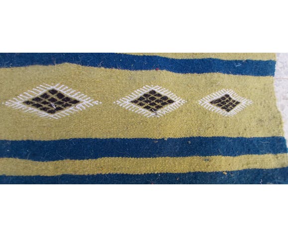 Handmade green kilim carpet made of pure wool