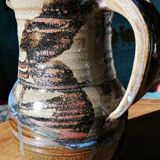 Pitcher in enamelled sandstone signed, year 1980
