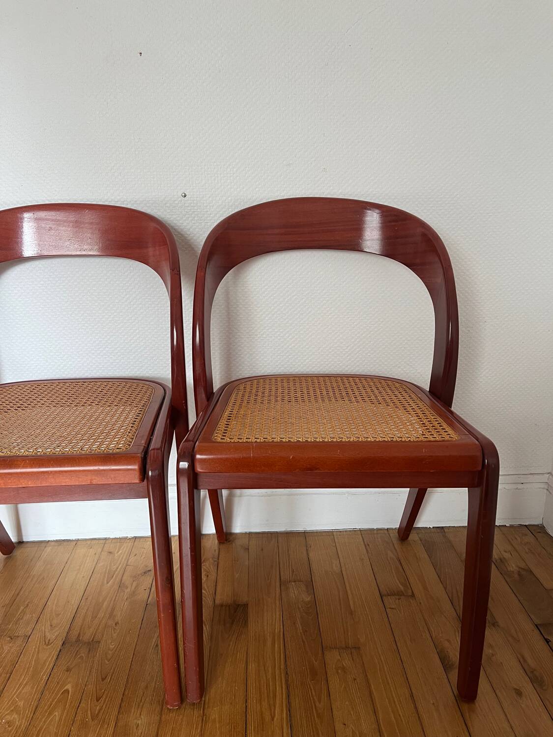 Set of 4 Baumann caned gondola chairs