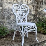 Peacock armchair and chair in white rattan, 1970