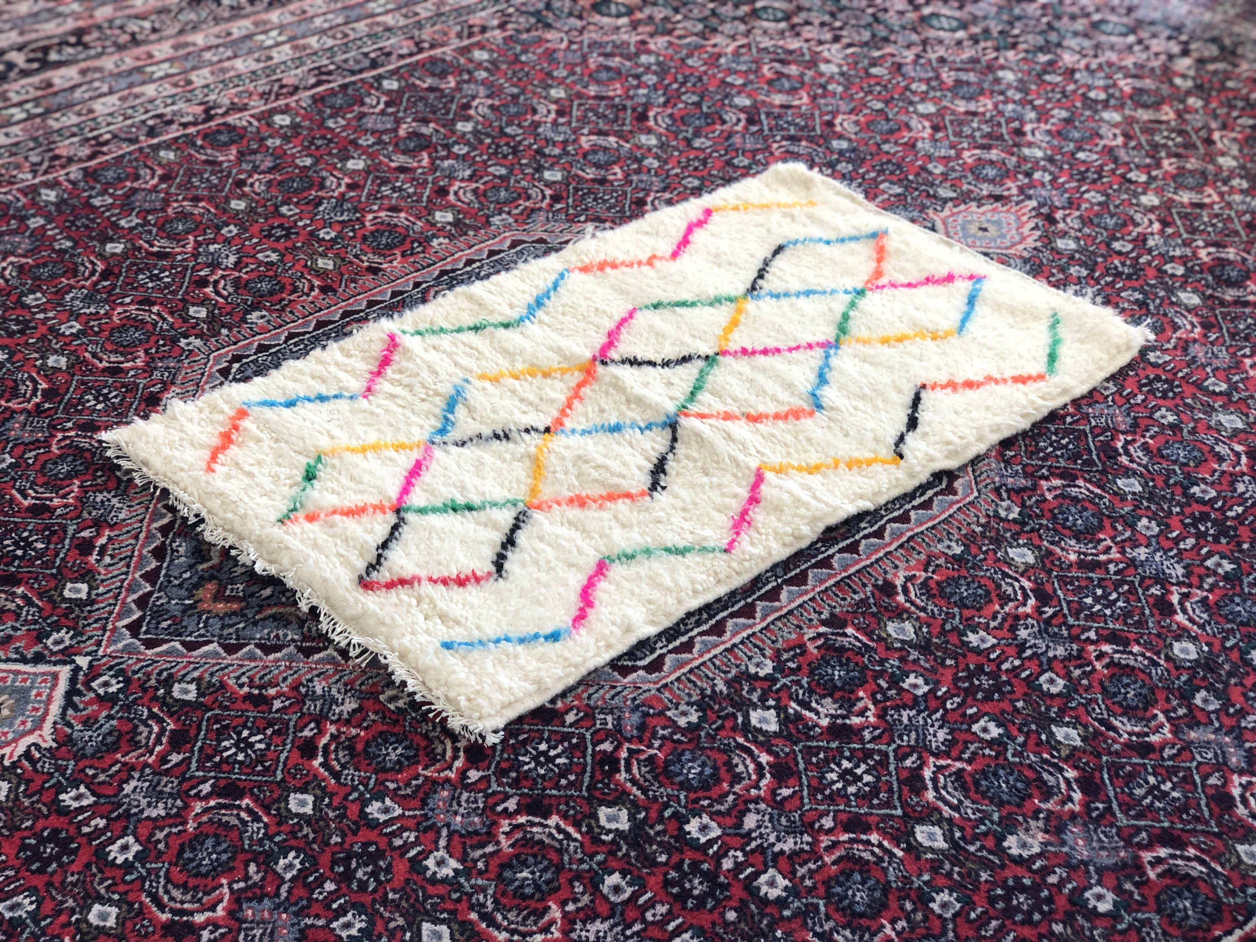 Colorful azilal carpet children's room 61x101cm