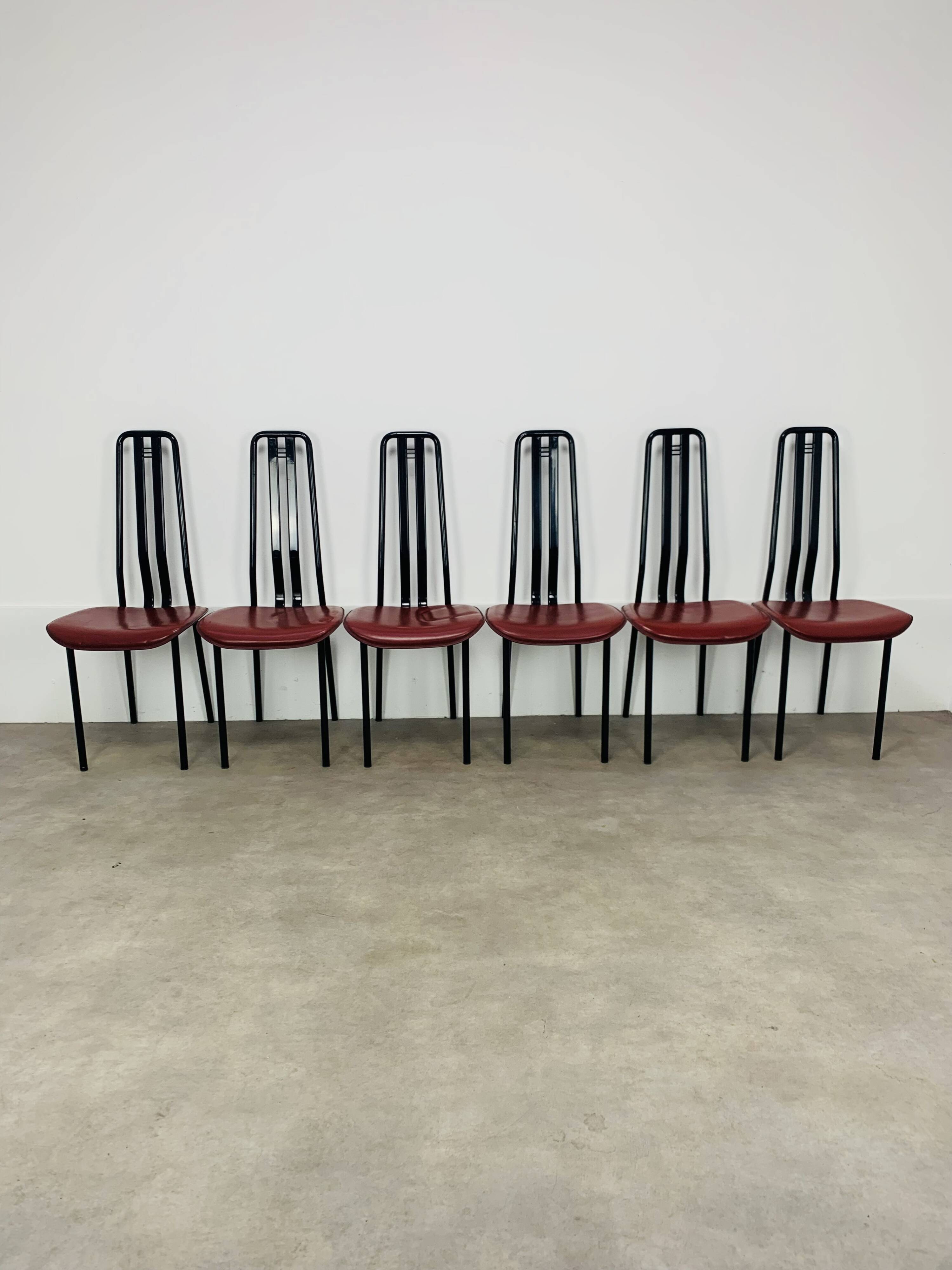 6 chairs by Giorgio Cattelan for Cidue Italy, postmodern, 1980s