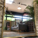 Mirror period early 19th structure in golden metal, mercury ice pricked 145/106cm