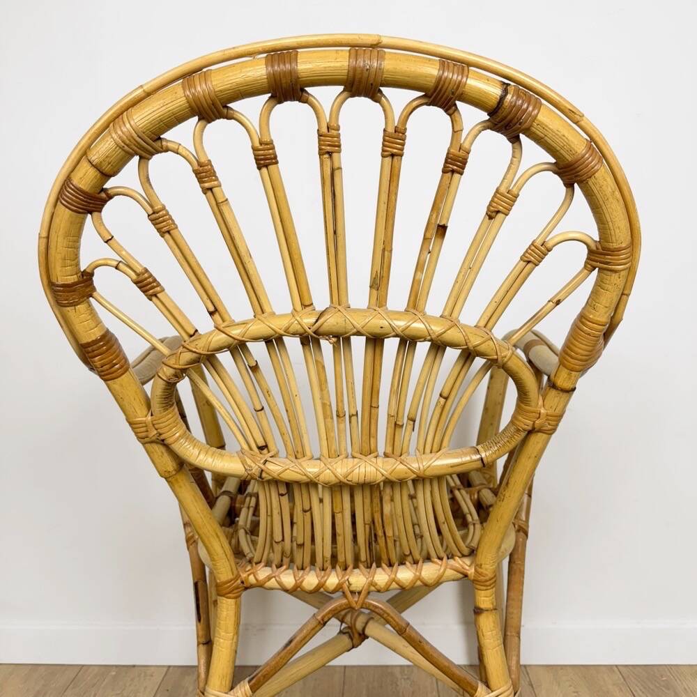 60s adult bamboo and rattan armchair