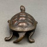 Bronze turtle XIXth Chocolate patina Fine carving