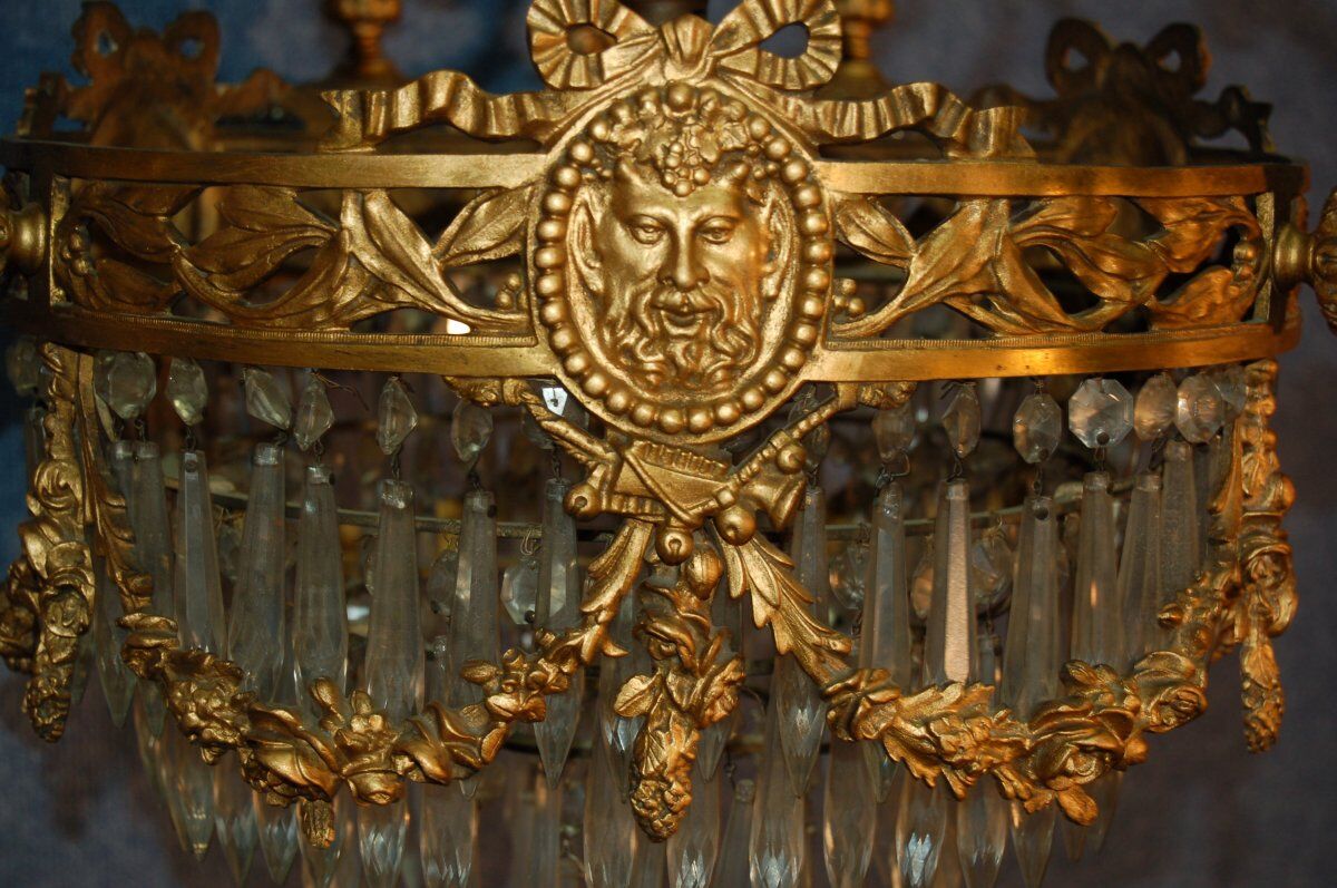 Gilded bronze chandelier and tassels late nineteenth century