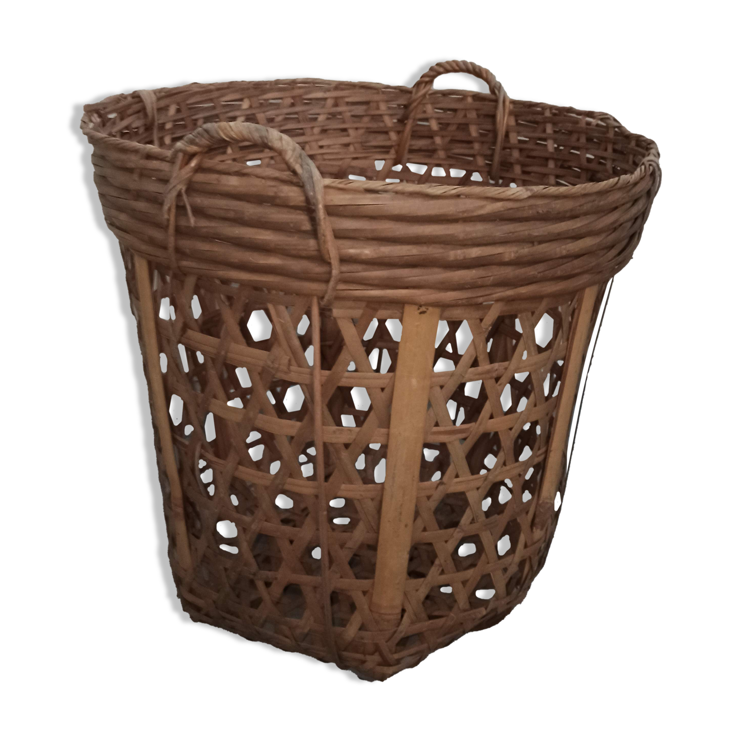 Large basket 53 cm in rattan and wicker basket