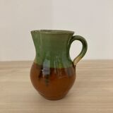 Green and brown ceramic pitcher