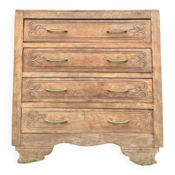 Vintage carved solid wood chest of drawers – 4 drawers