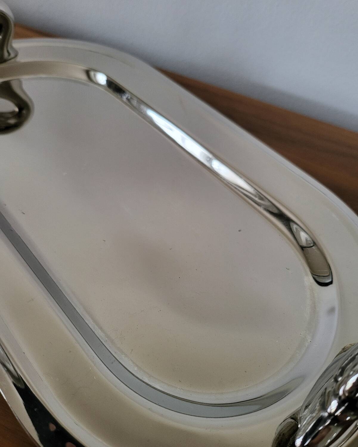 Plat de service à foie gras en métal argenté