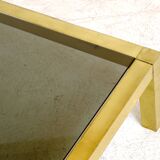 Table basse XXL laiton et verre fumé 1970