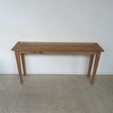 Console fine, table d'appoint ou d'écolier en bois à pieds fuseaux 160cm Vintage retro décoration