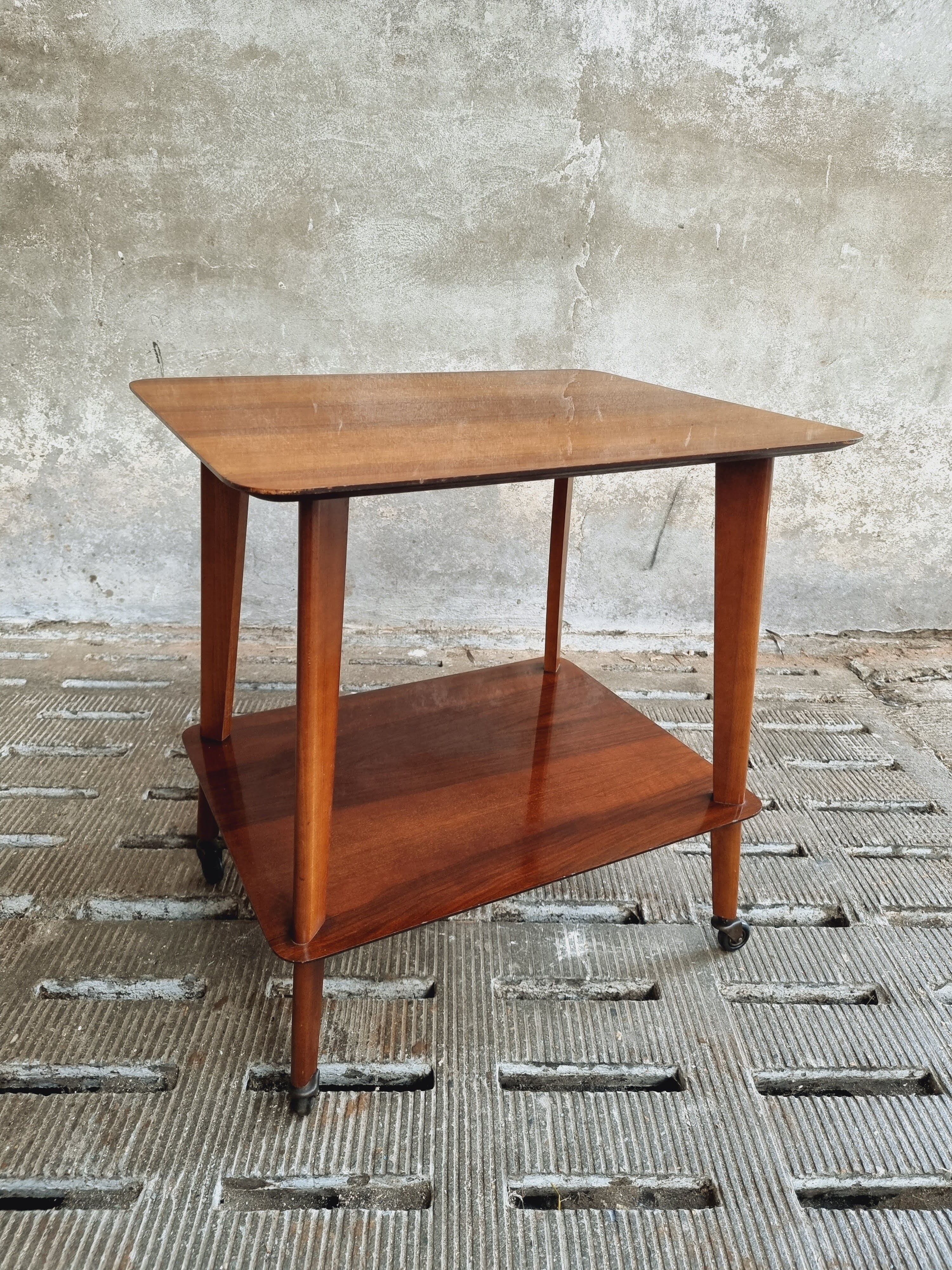 Retro trolley teak design 50s side table