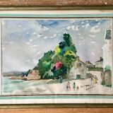 Watercolor signed Henry Leclerc, Saint-Guénolé
