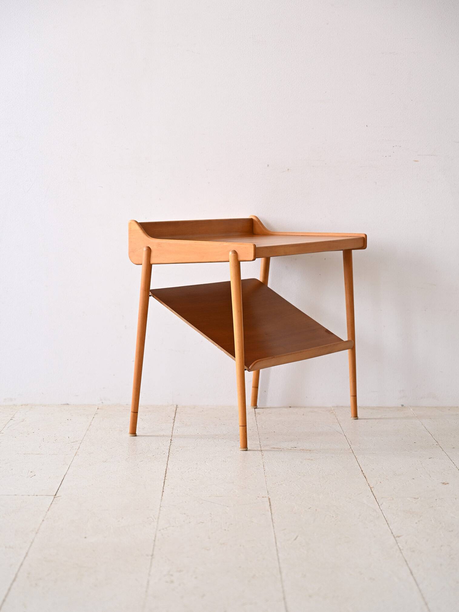 Vintage oak nightstand with magazine rack top