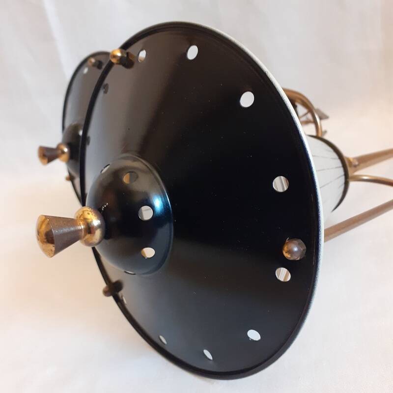 pair of wall-mounted torch lights corner 1950-1960 Arlus or Lunel glass metal