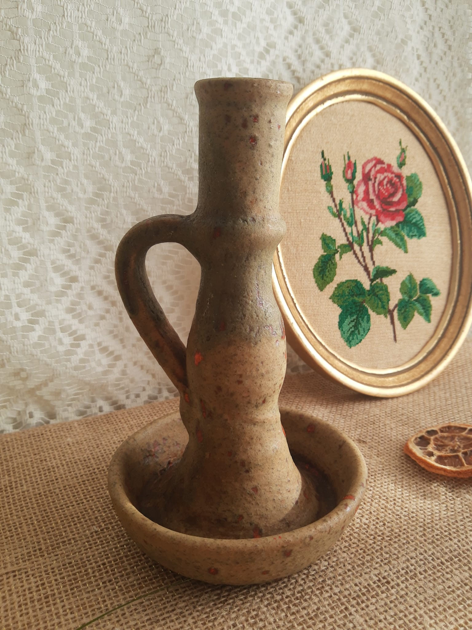 Candle holder terracotta cellar rat Orezza Campo Piano Corsica - Vintage