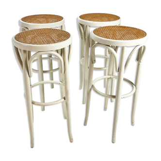 Set of 4 cane and bentwood austria barstool, 1940s