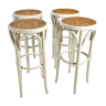 Set of 4 cane and bentwood austria barstool, 1940s