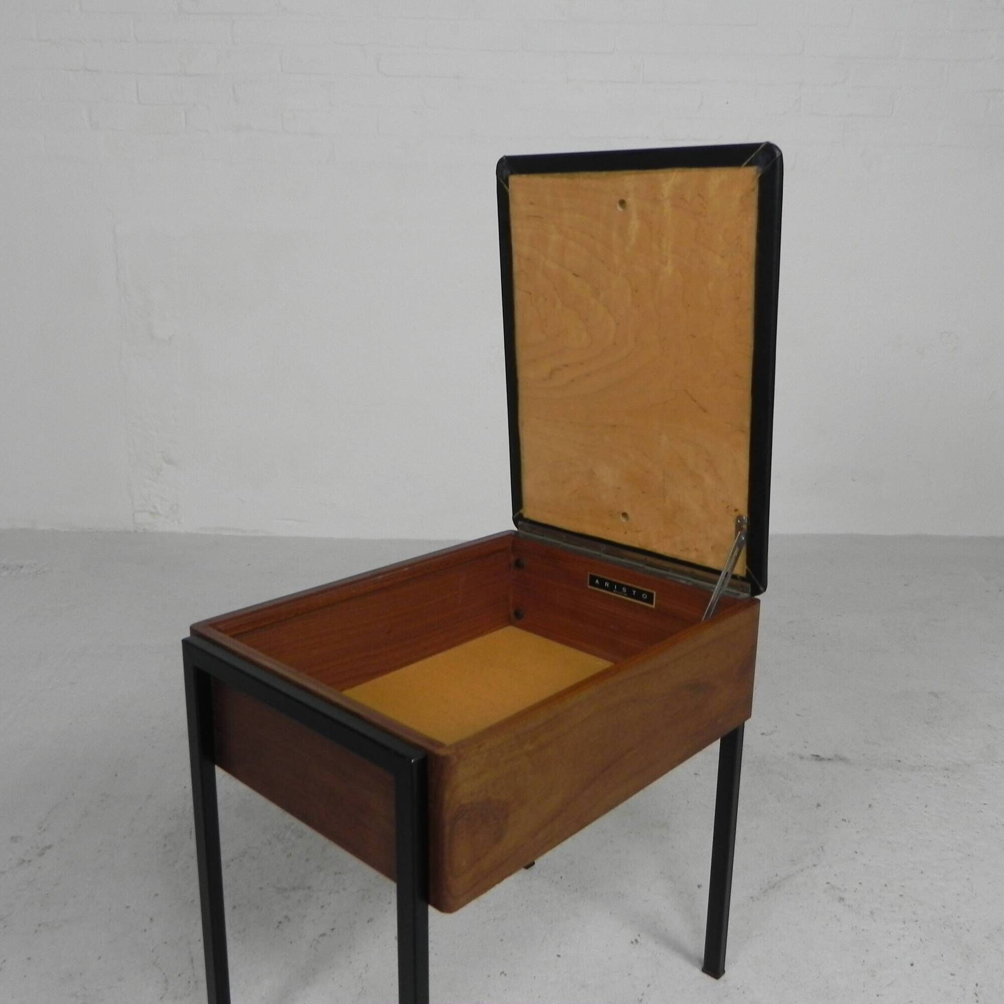 Aristo teak wooden sewing supplies stool, piano stool, 1960s