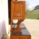 Solid walnut sideboard, moustache legs, black marble top.