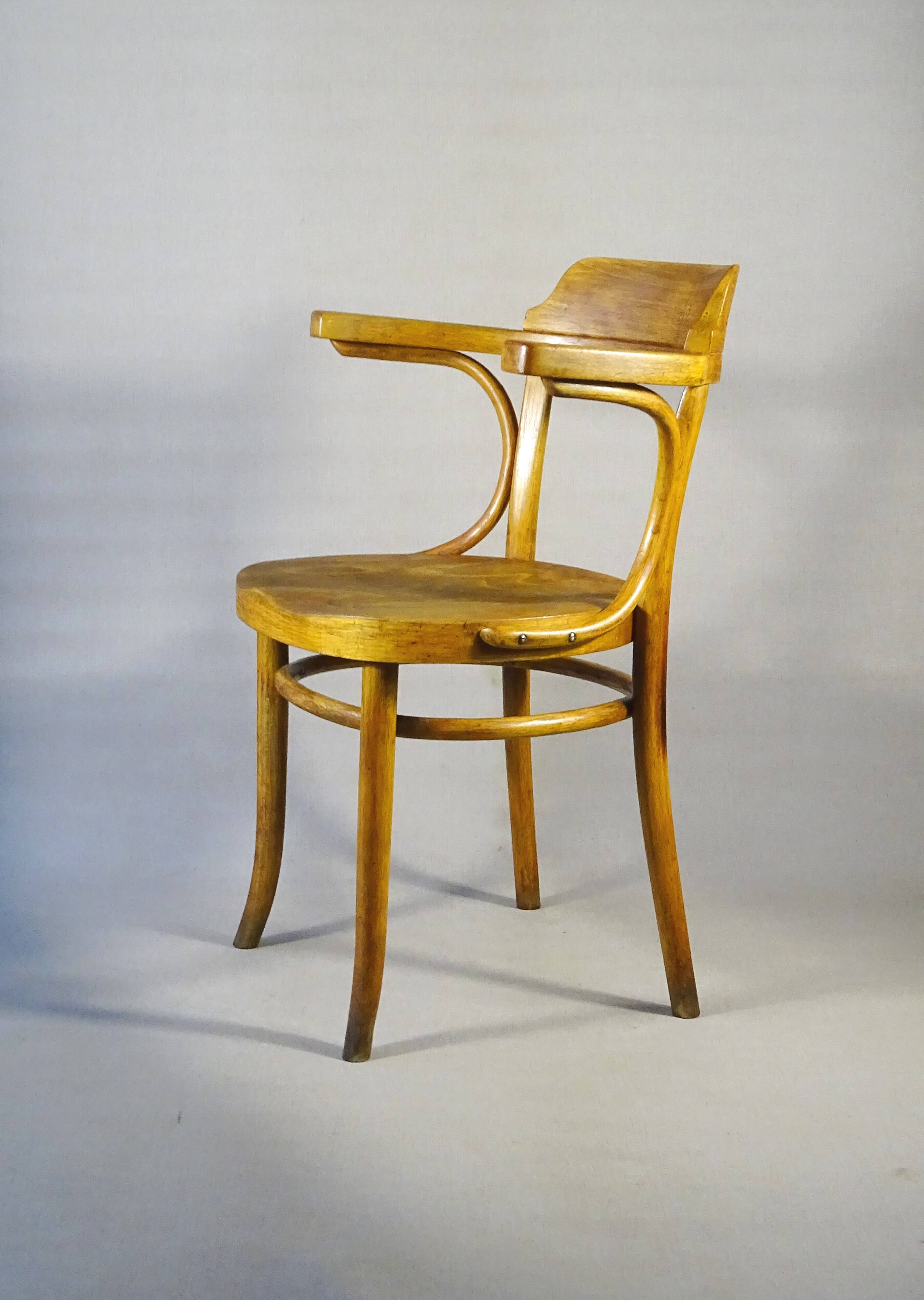 Thonet Bistrot Armchair N°B4 circa 1930 saddle wood seat