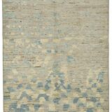 Hand-Knotted Turkish Contemporary 203 cm x 296 cm Beige Wool Carpet