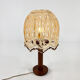 Lampe de table avec base en chêne et abat-jour en macramé, années 1960