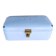 Vintage bread box - white enamel and brass - retro