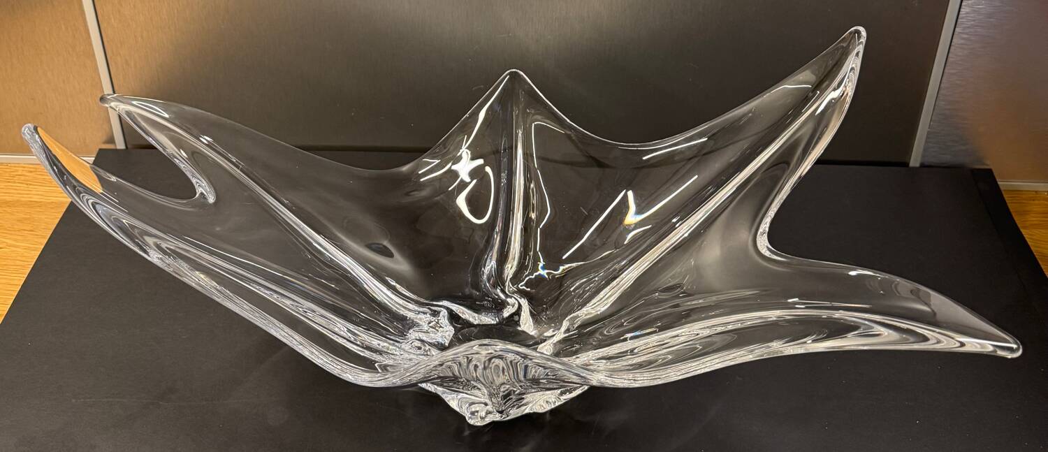 Large vintage sculptural crystal platter from the 1950s/60s