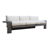 Vintage 3-seater sofa by Marzio Cecchi in ribbed leather 1970s
