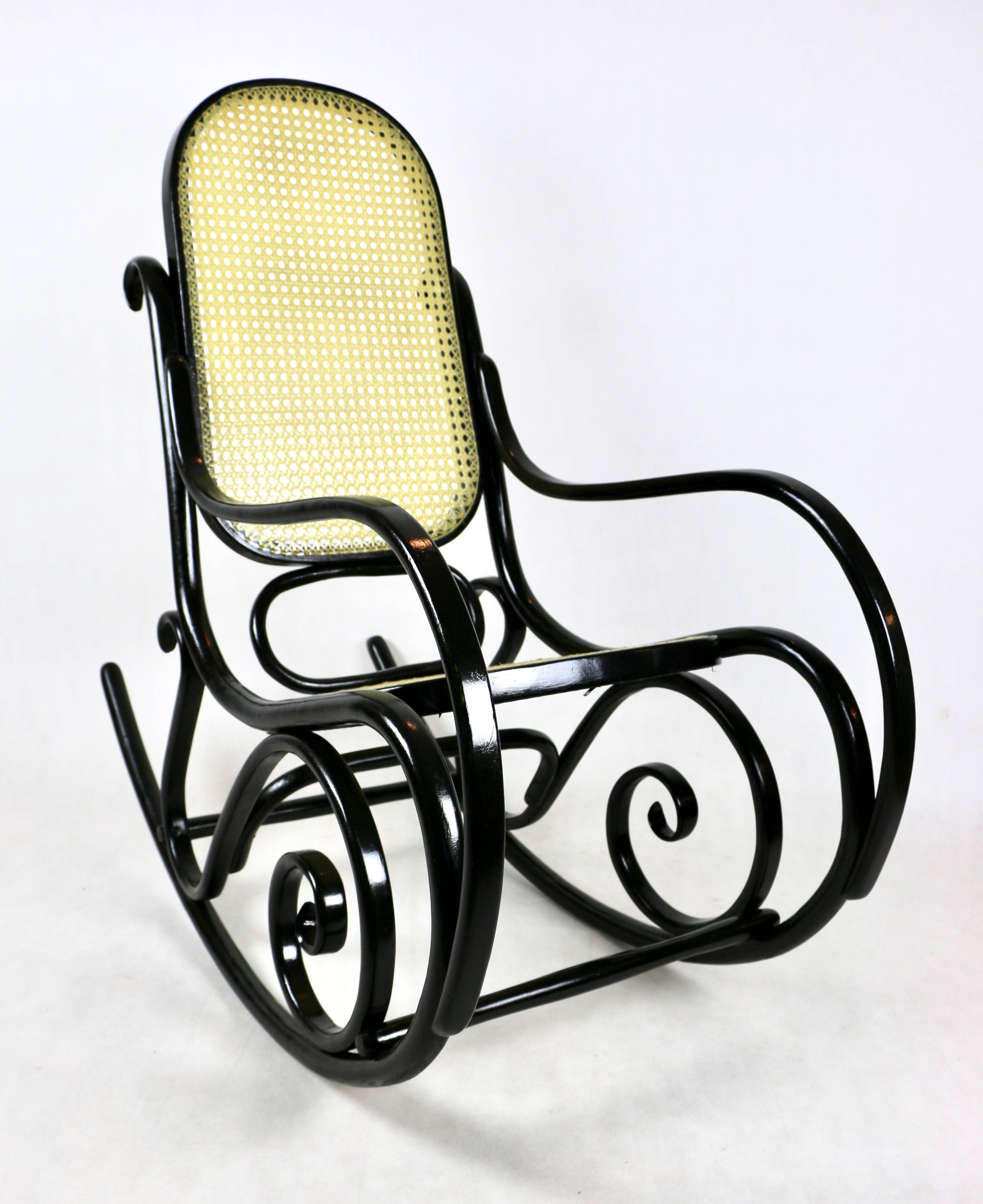 Vintage Black Rocking Chair attributed to Michael Thonet