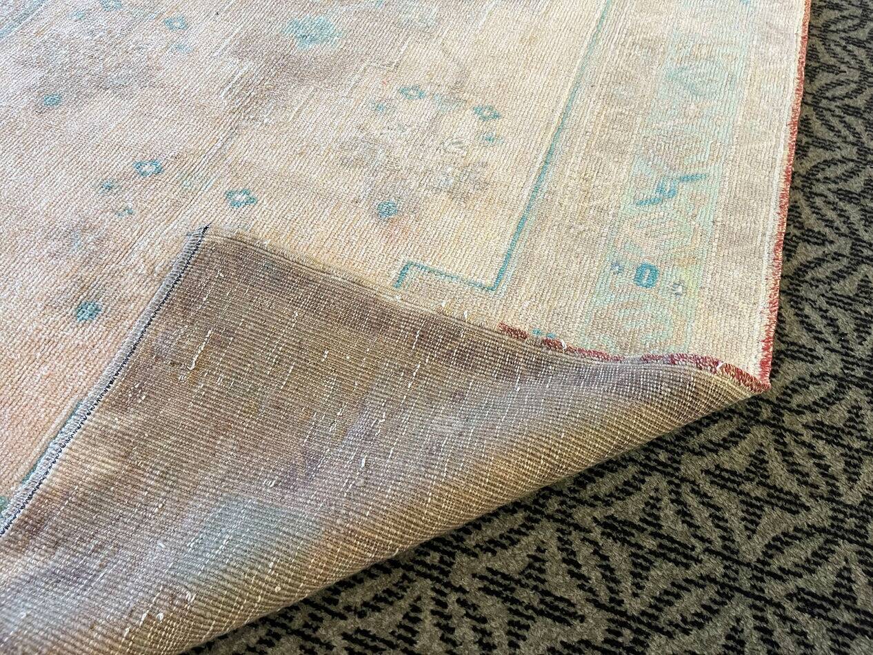 Handmade Pastel Beige Turquoise Area Rug
