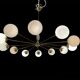 Opaline glass & brass sputnik chandelier with 12 lights, 1970s