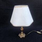 French Louis XV Style Table Lamp: Cream Hexagon Shade, Gold Trim