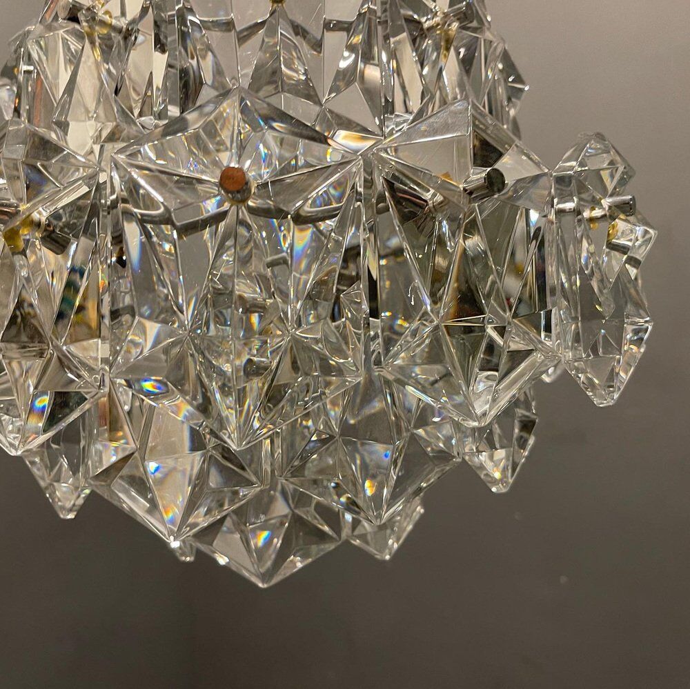Cut crystal light pendant by kinkeldey, 1970s