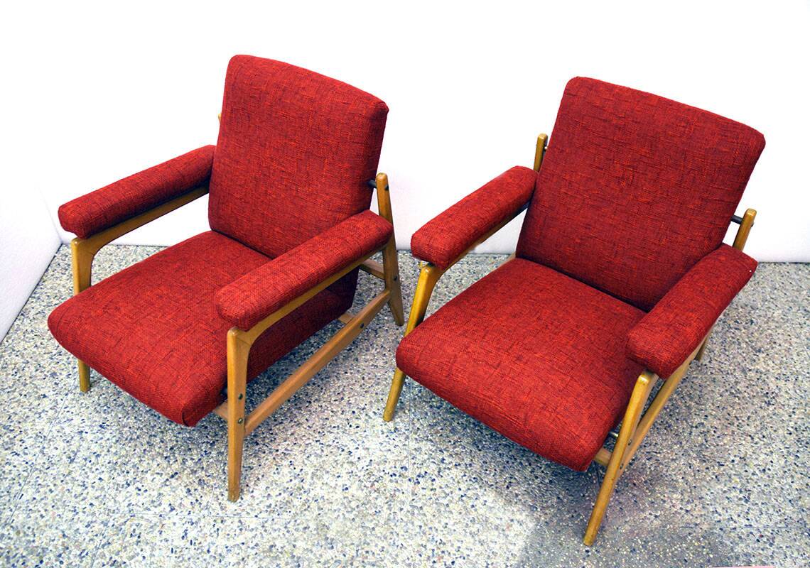 Scandinavian living room set with two armchairs and a sofa, 1960s
