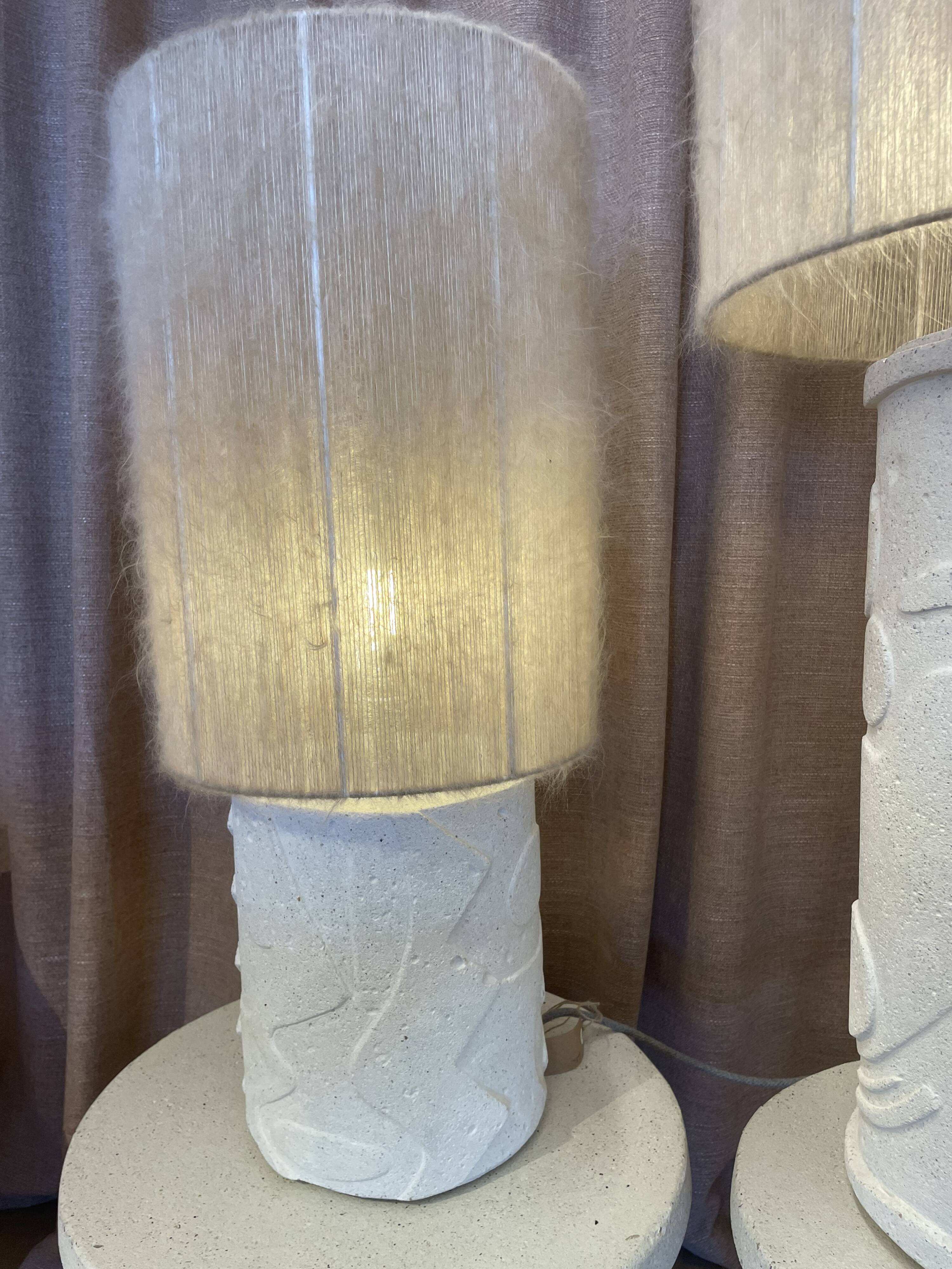 concrete and mohair table lamp
