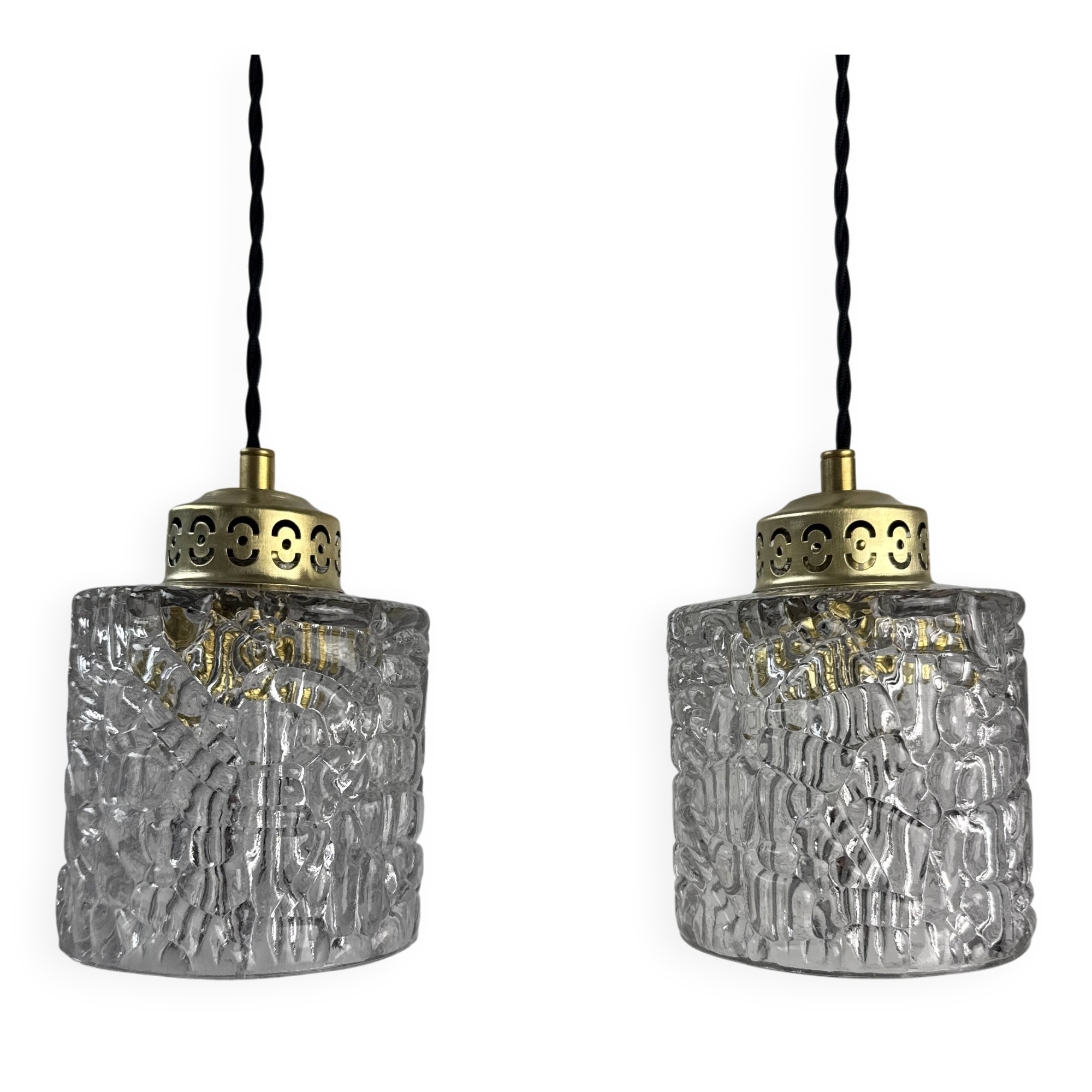 Pair of vintage glass suspensions