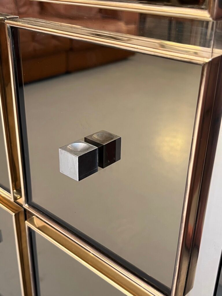 Michel Pigneres chest of drawers glass, brass and chrome around 1970