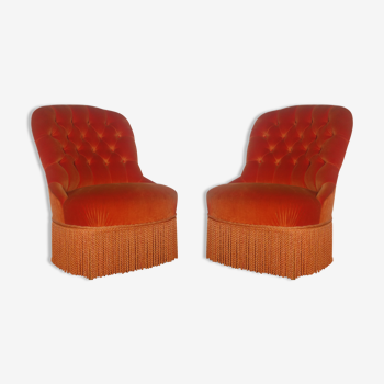 Paire de fauteuils crapaud en velours