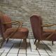 Pair of pink velvet cocktail armchairs 1960