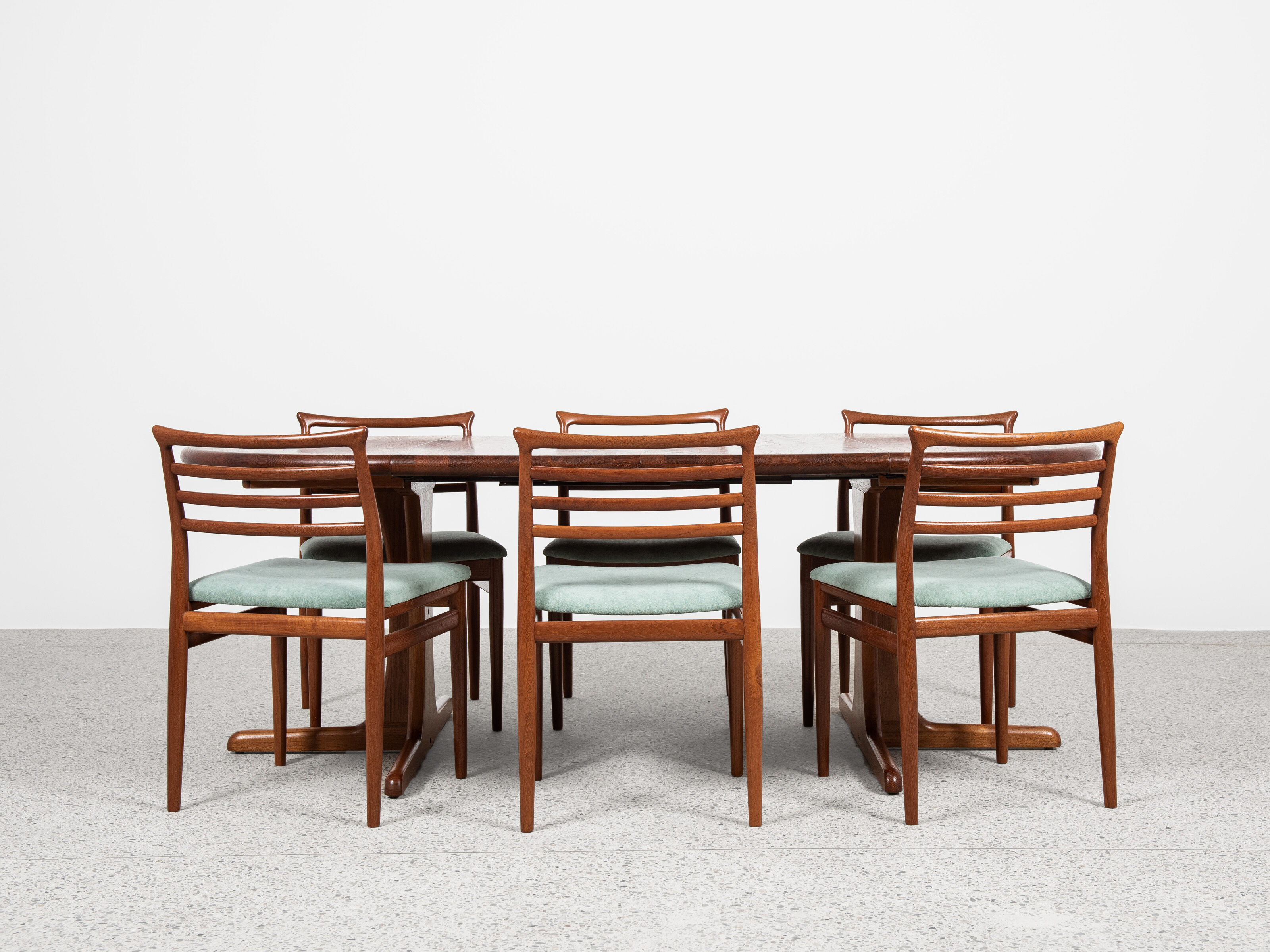 Midcentury Danish round teak dining table with 2 extensions 1960s