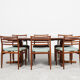 Midcentury Danish round teak dining table with 2 extensions 1960s
