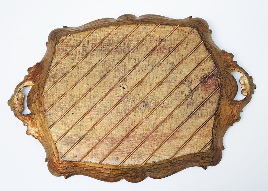 Old carved & patinated wooden top baroque style