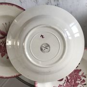 lot de 6 assiettes creuses Longchamp roses années 30-40